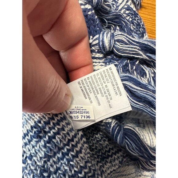 American Eagle Fringe Cardigan Sweater Boho Tribal Open Front Aztec Blanket Sz S - Picture 10 of 11